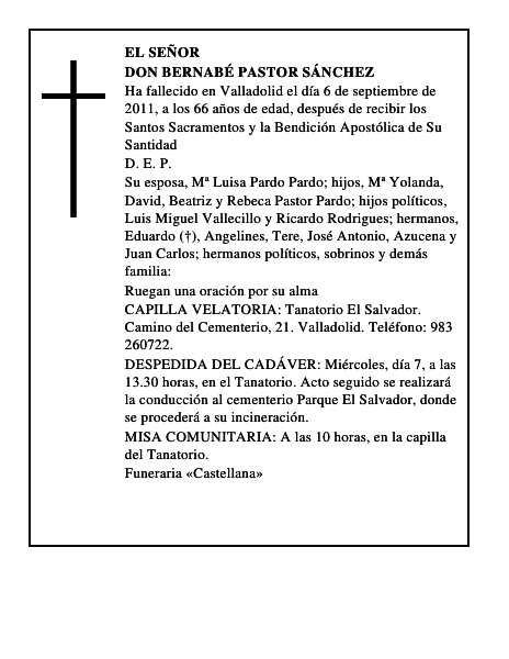 Don Bernabé Pastor Sánchez