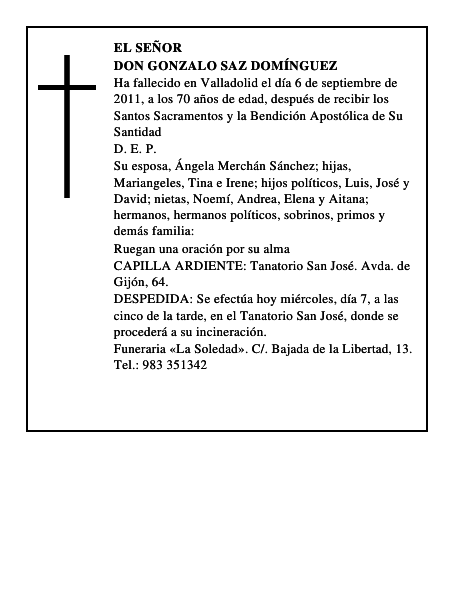 Don Gonzalo Saz Domínguez