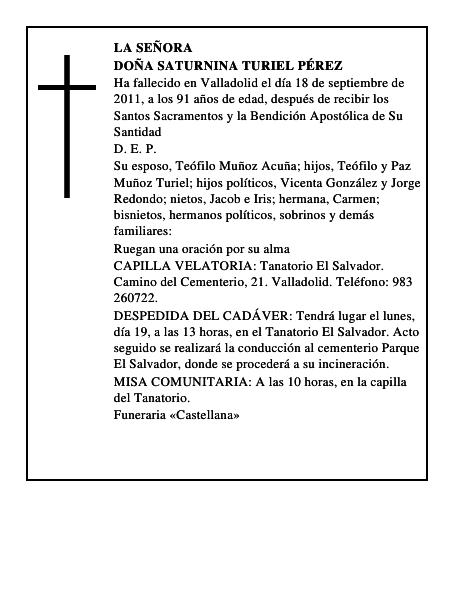 Doña Saturnina Turiel Pérez