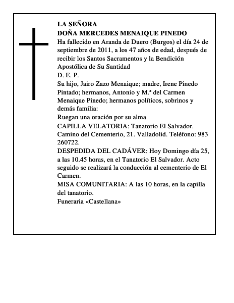 Doña Mercedes Menaique Pinedo