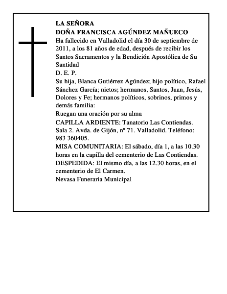 Doña Francisca Agúndez Mañueco