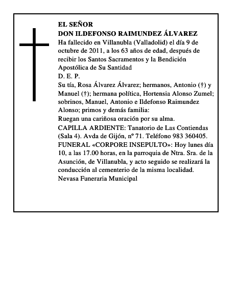 Don Ildefonso Raimundez Álvarez