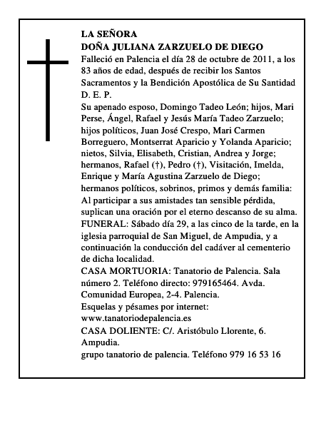 Doña Juliana Zarzuelo de Diego