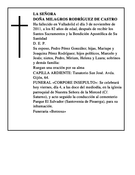 Doña Milagros Rodríguez de Castro