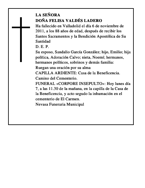 Doña Felisa Valdés Ladero