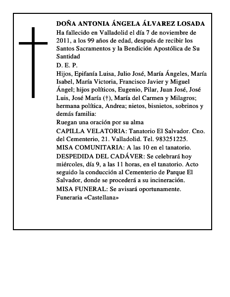 Doña Antonia Ángela Álvarez Losada