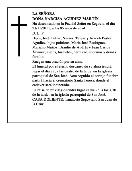 Doña Narcisa Agudiez Martín