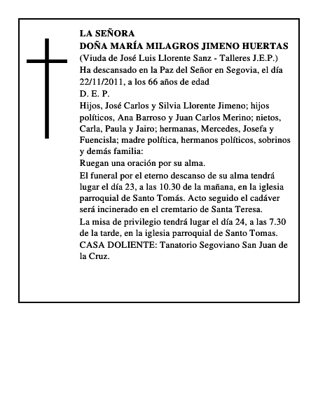 Doña María Milagros Jimeno Huertas