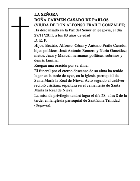 Doña Carmen Casado de Pablos