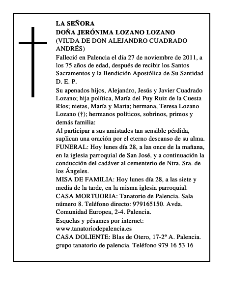 Doña Jerónima Lozano Lozano