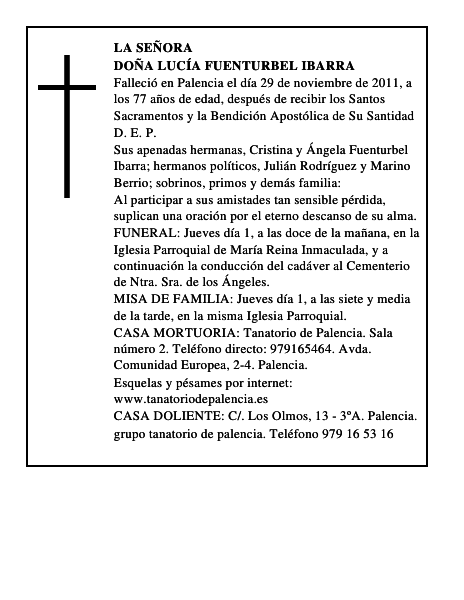 Doña Lucía Fuenturbel Ibarra