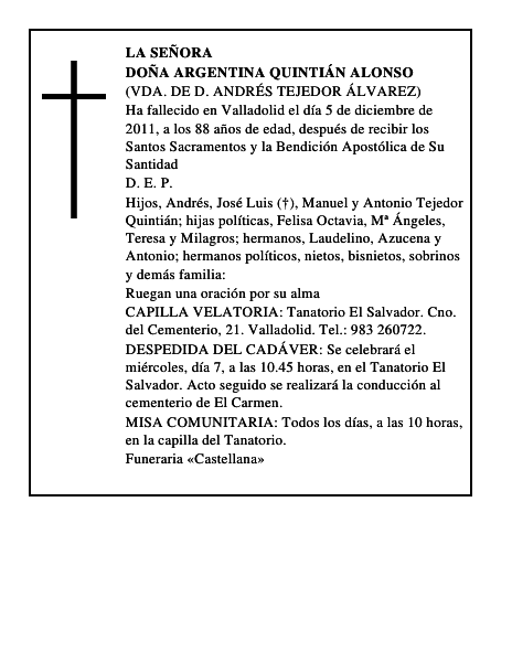 Doña Argentina Quintián Alonso