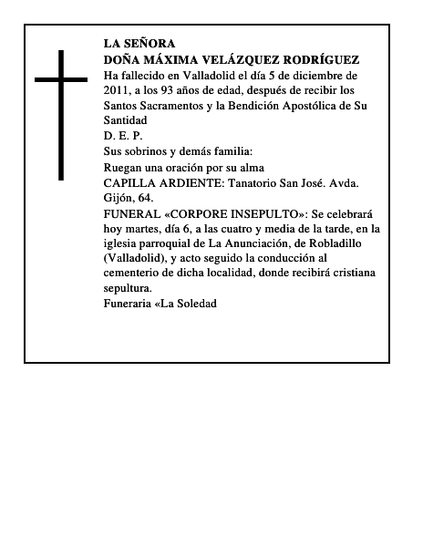 Doña Máxima Velázquez Rodríguez