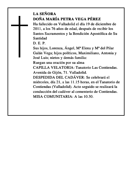 Doña María Petra Vega Pérez