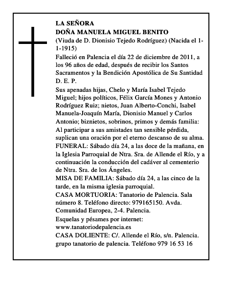 Doña Manuela Miguel Benito