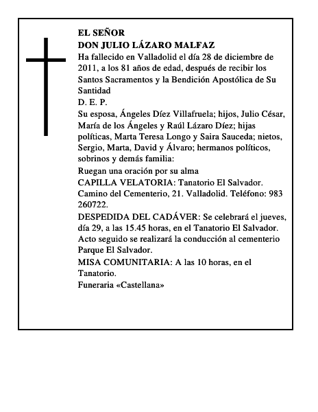 Don Julio Lázaro Malfaz