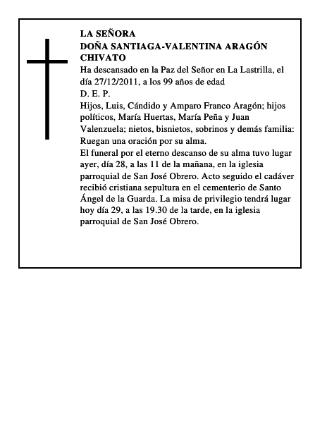 Doña Santiaga-Valentina Aragón Chivato