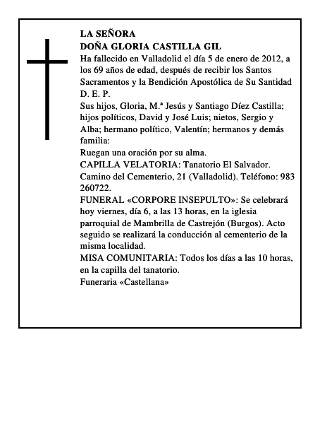 Doña Gloria Castilla Gil