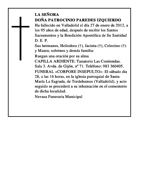 Doña Patrocinio Paredes Izquierdo