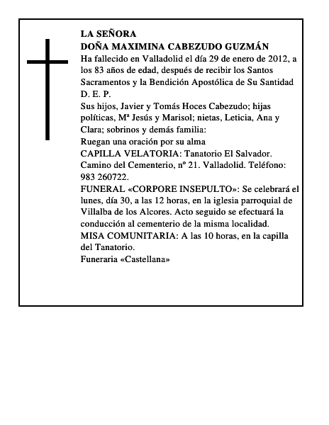 Doña Maximina Cabezudo Guzmán