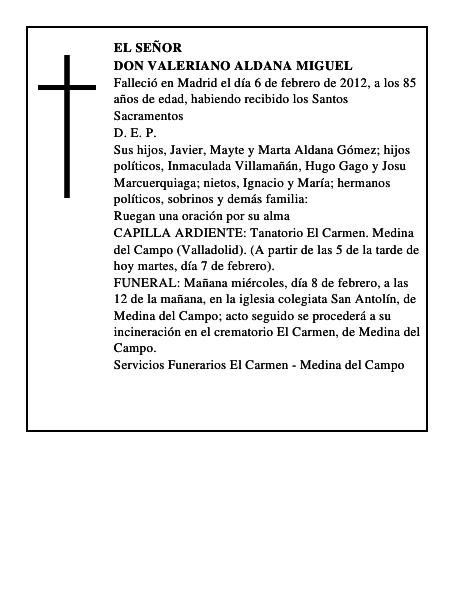 Don Valeriano Aldana Miguel