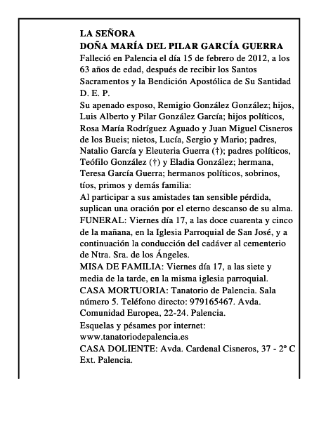 Doña María del Pilar García Guerra
