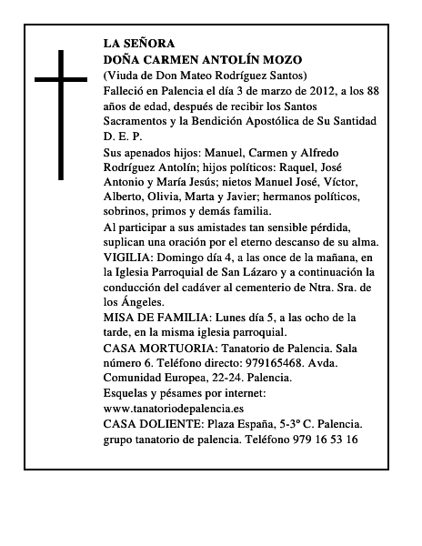 Doña Carmen Antolín Mozo