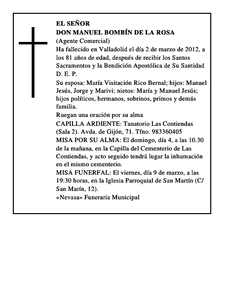 Don Manuel Bombín de la Rosa