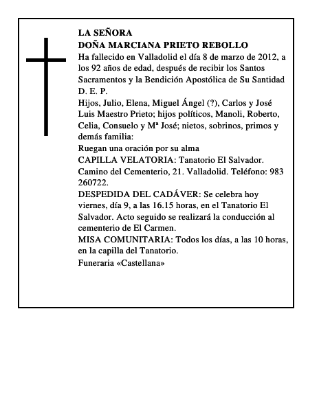 Doña Marciana Prieto Rebollo
