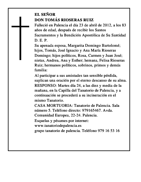 Don Tomás Rioseras Ruiz