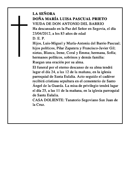 Doña María Luisa Pascual Prieto