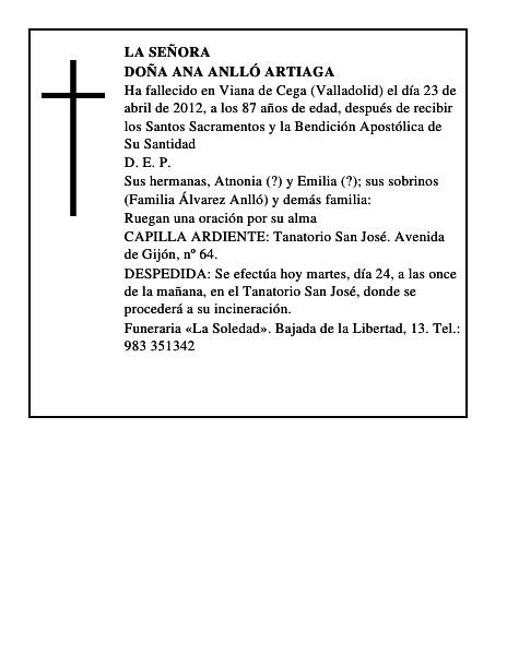 Doña Ana Anlló Artiaga