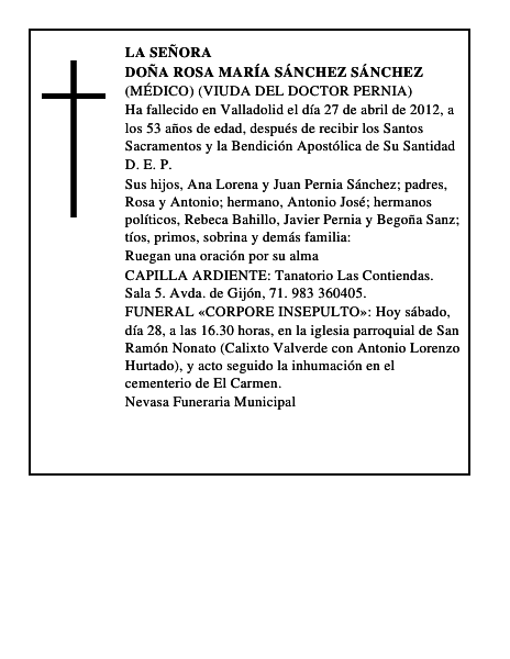 Doña Rosa María Sánchez Sánchez