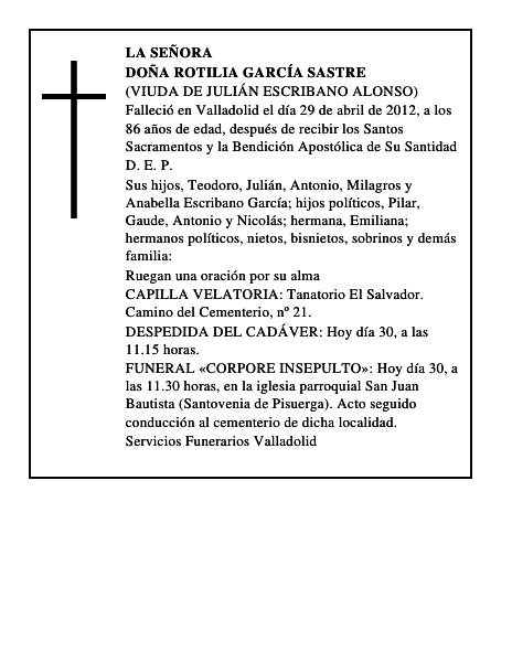 Doña Rotilia García Sastre