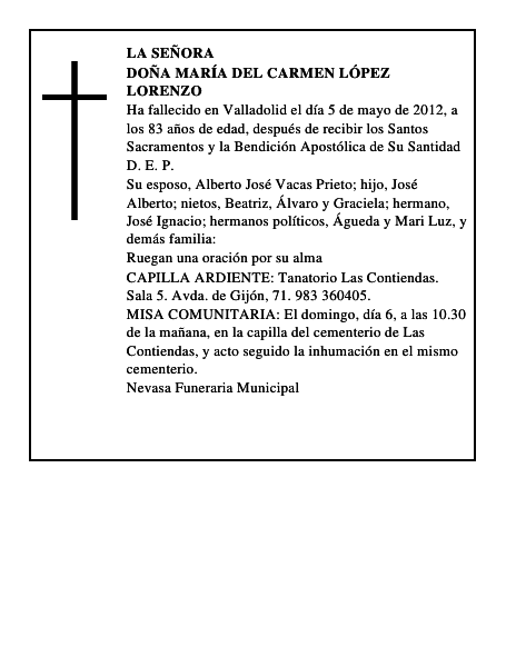 Doña María del Carmen López Lorenzo