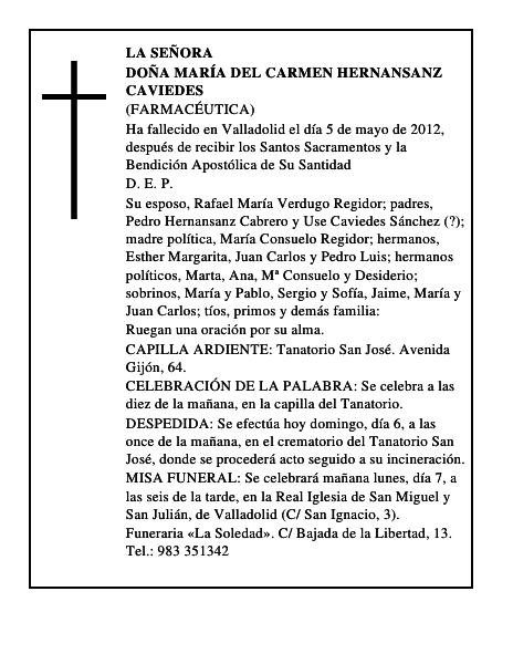 Doña María del Carmen Hernansanz Caviedes