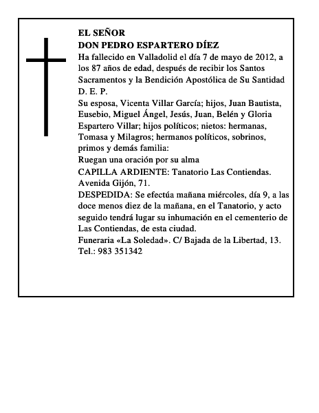 Don Pedro Espartero Díez