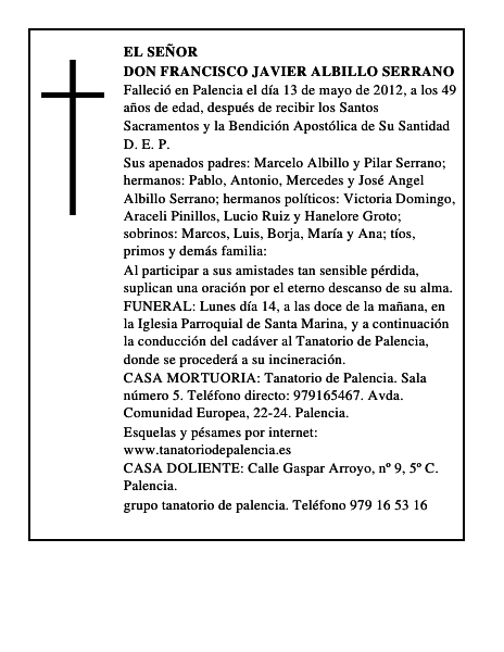 Don Francisco Javier Albillo Serrano