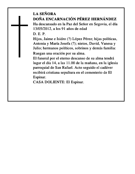 Doña Encarnación Pérez Hernández