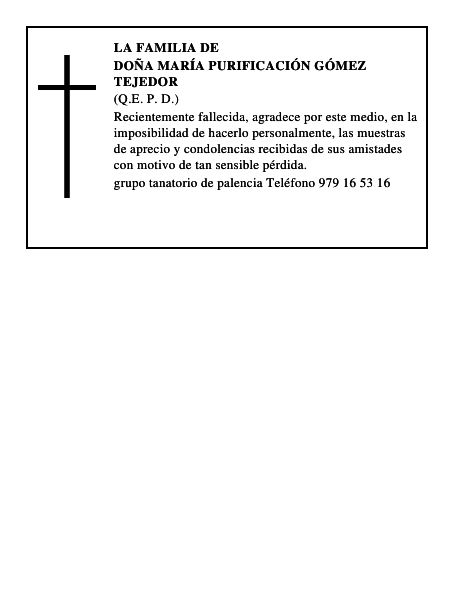 Doña María Purificación Gómez Tejedor