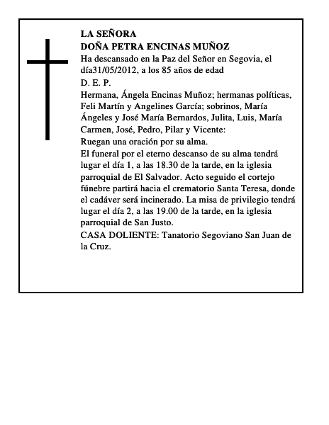 Doña Petra Encinas Muñoz