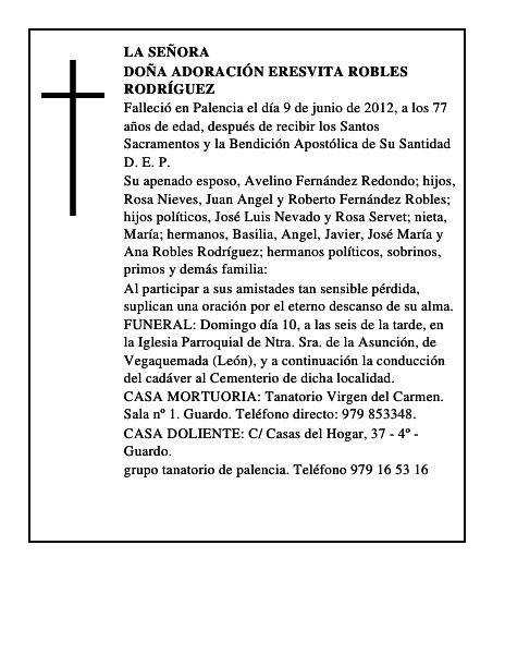 Doña Adoración Eresvita Robles Rodríguez