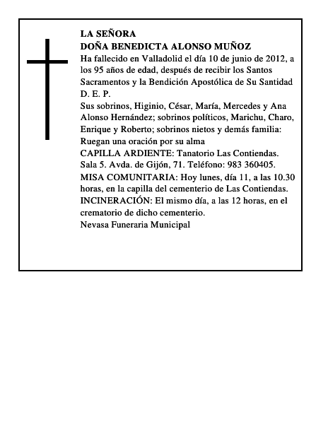 Doña Benedicta Alonso Muñoz