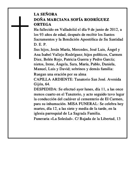 Doña Marciana Sofía Rodríguez Ortega