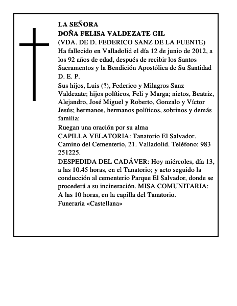 Doña Felisa Valdezate Gil