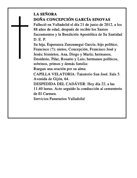 Doña Concepción García Sinovas