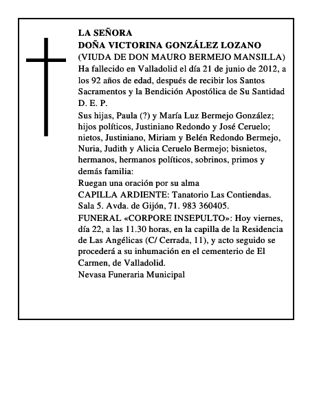Doña Victorina González Lozano