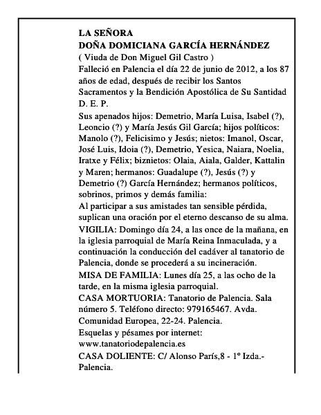 Doña Domiciana García Hernández