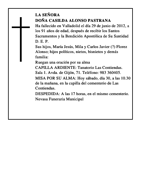 Doña Casilda Alonso Pastrana