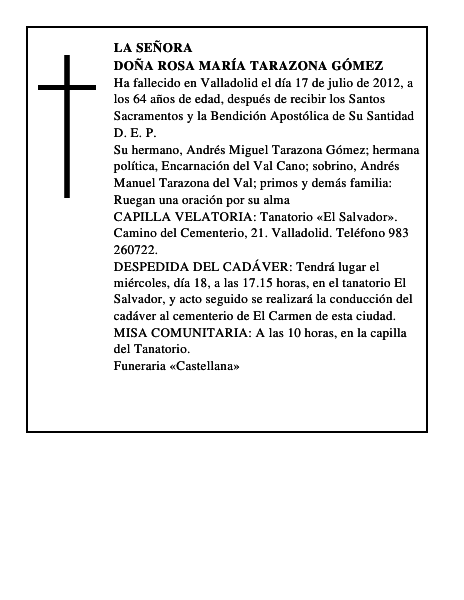 Doña Rosa María Tarazona Gómez